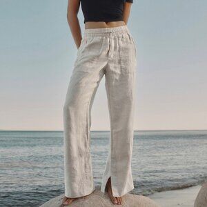 NWT Athleta Retreat Wide Leg Linen Pant Undyed Large